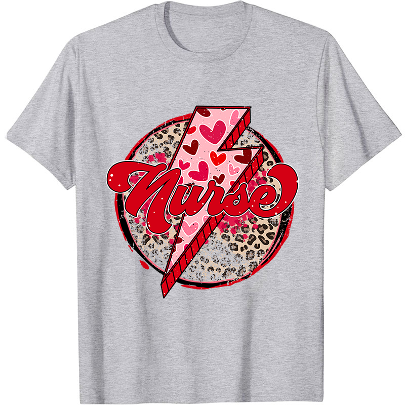 Pink Leopard Lightning Nurse T-Shirt