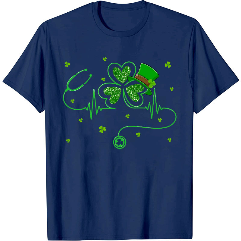 St Patrick's Day Shamrock Stethoscope Nurse T-Shirt