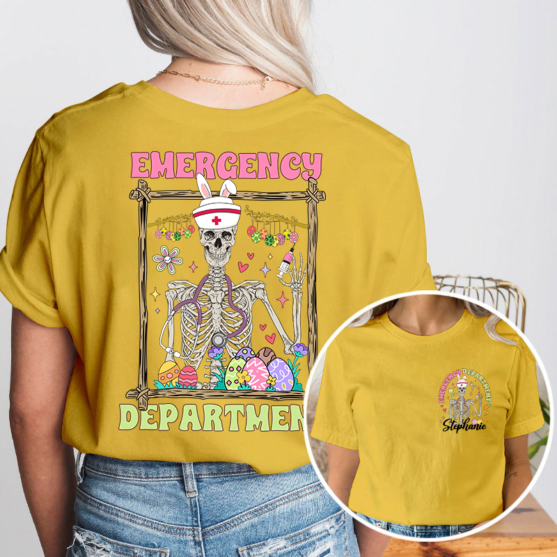 Easter Skeleton Emergency Department Nurse Two Sided T-Shirt
