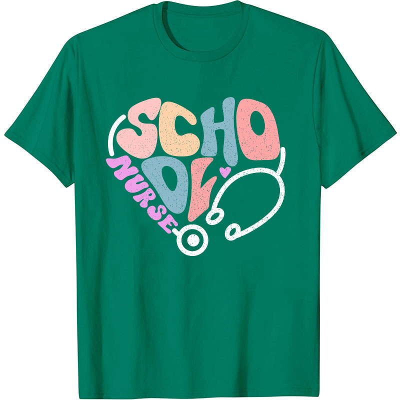 School Nurse Heart Stethoscope Nurse T-Shirt