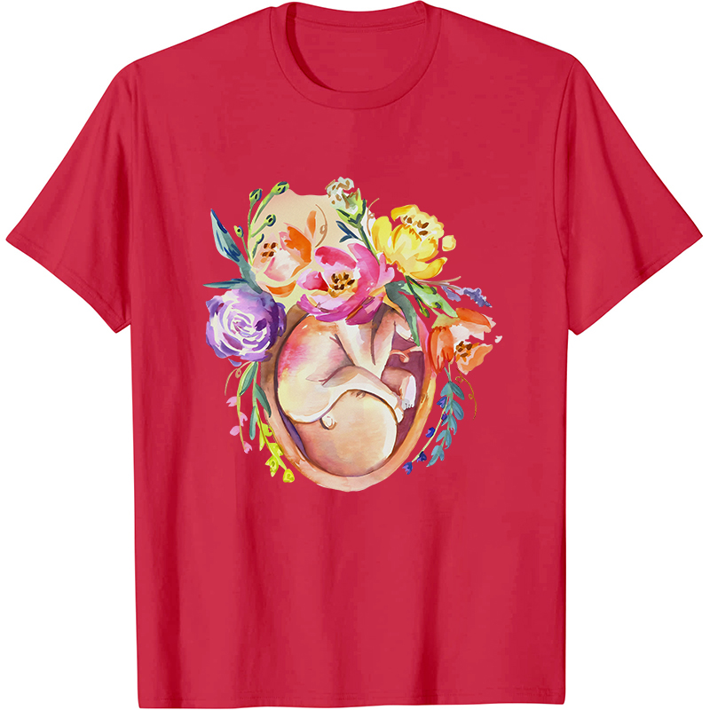 Floral Fetus Nurse T-Shirt
