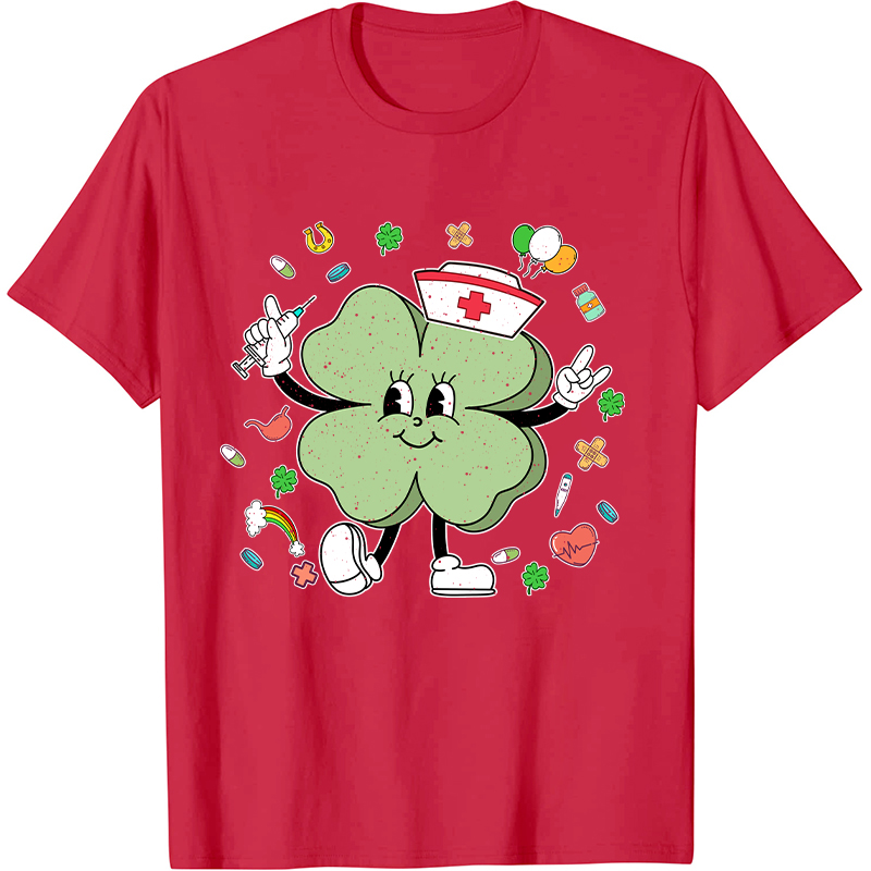 St Patricks Day Cute Clover Nurse T-Shirt