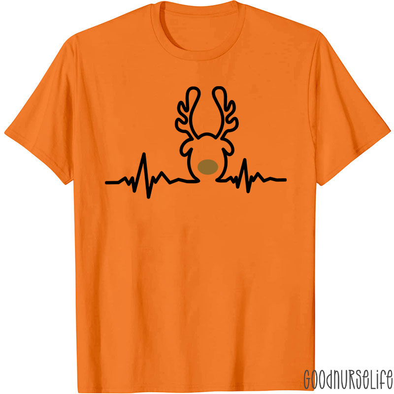 Christmas Heartbeat Reindeer Nurse T-Shirt