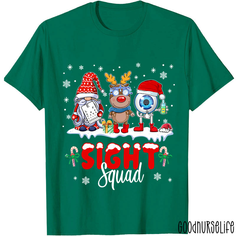 Christmas Sight Squad Gnome Reindeer Eyeball Nurse T-Shirt