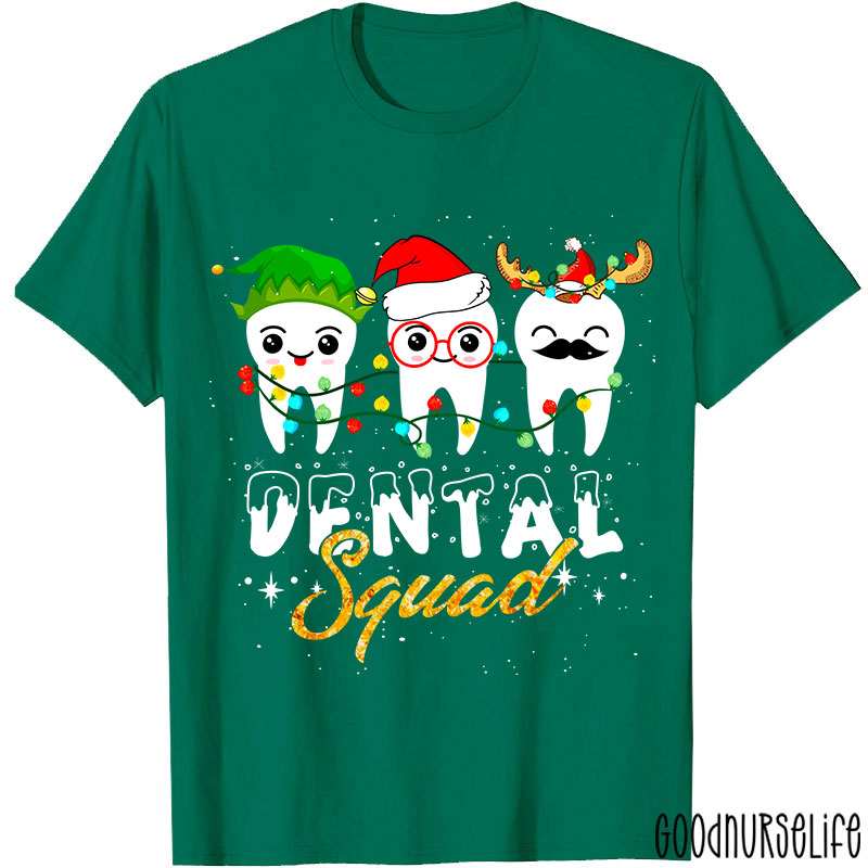 Christmas Dental Squad Cartoon Teeth Nurse T-Shirt