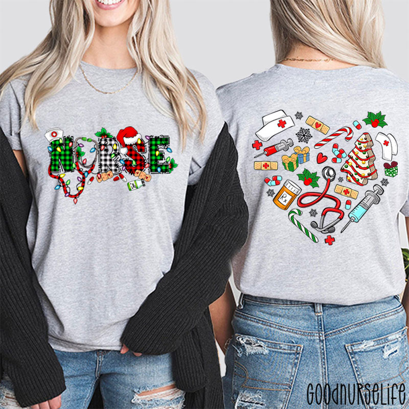 Merry Christmas Nurse Two Sided T-Shirt