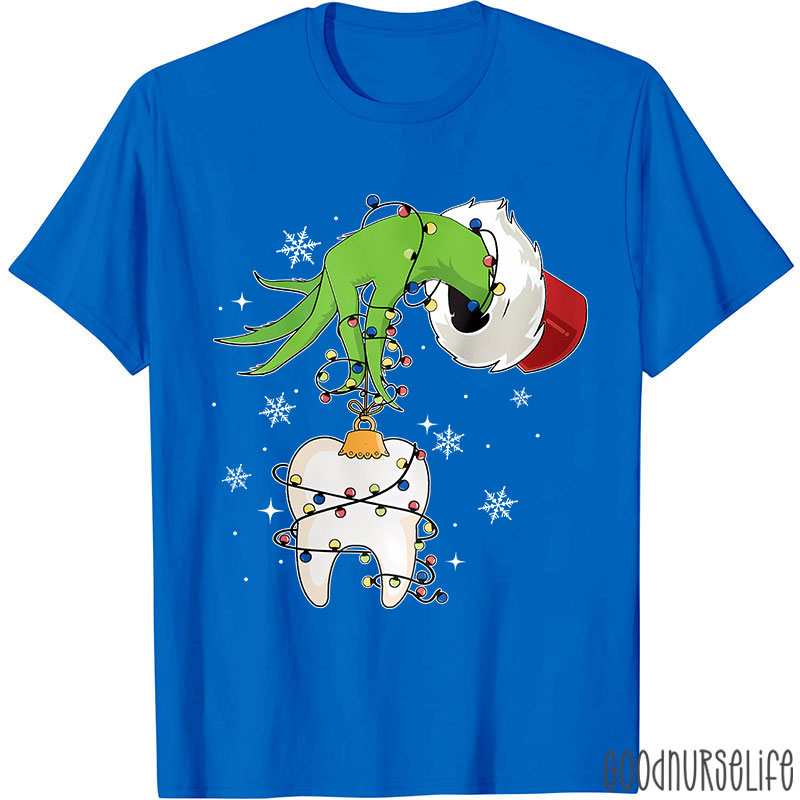 Funny Christmas Lights Tooth Nurse T-shirt