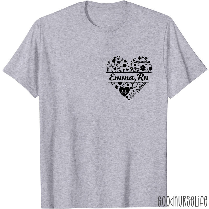 Personalized Name And Department Heart Gift For Nurse T-Shirt