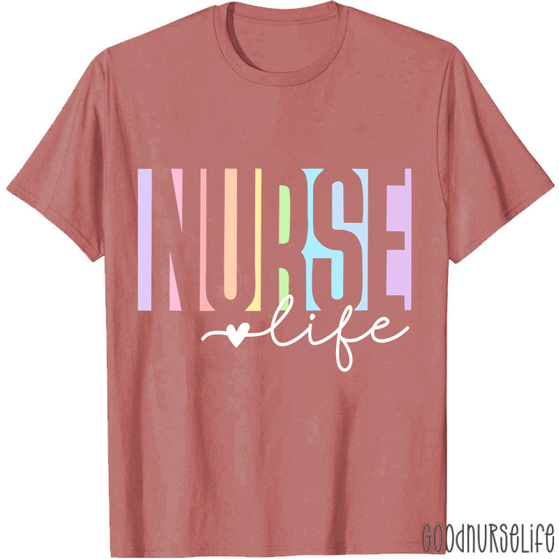 Colorful Nurse Life Heart Nurse T-Shirt