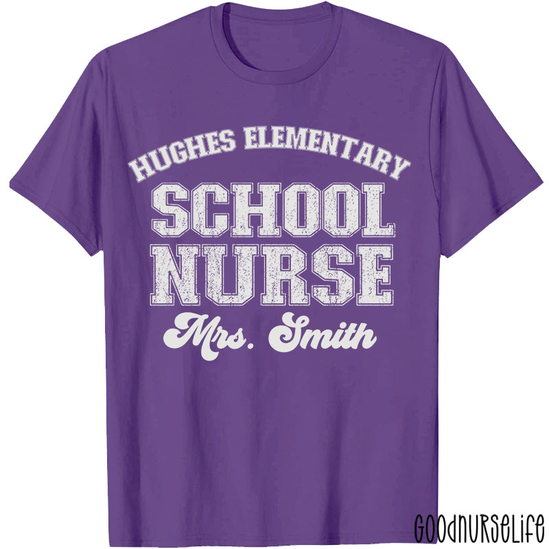 Personalized Retro Style School Nurse T-Shirt