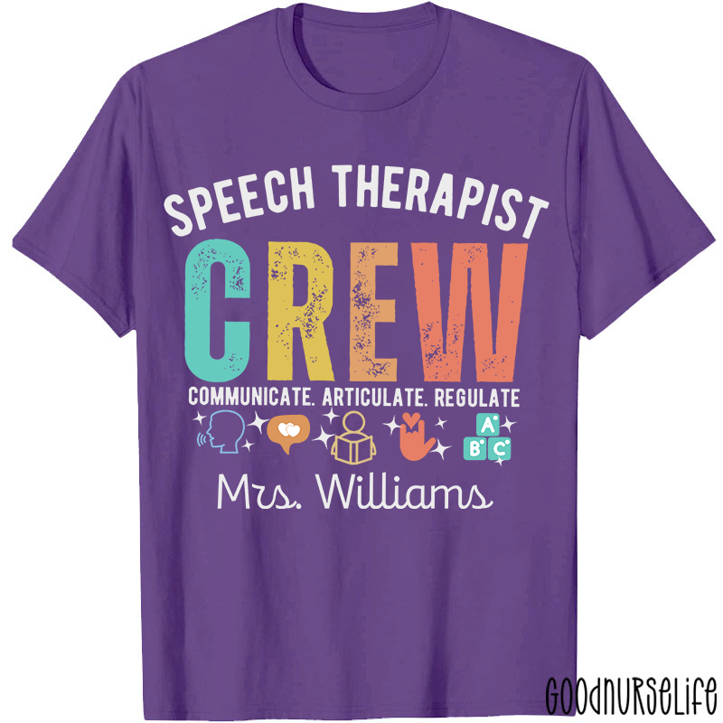 Personalized Speech Therapist Crew T-Shirt