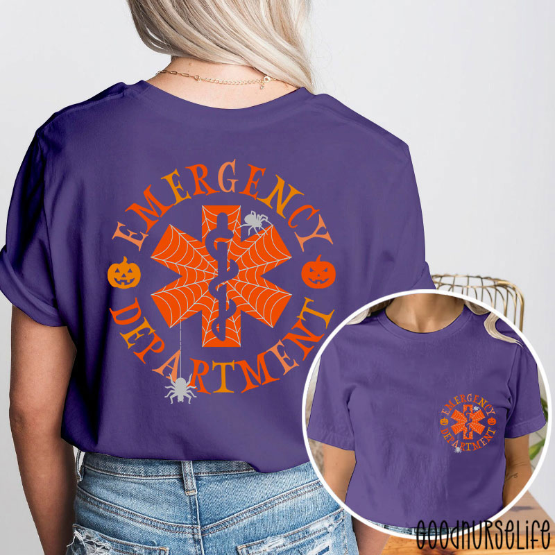 Spooky Season And Emergency Department Nurse Two Sided T-Shirt
