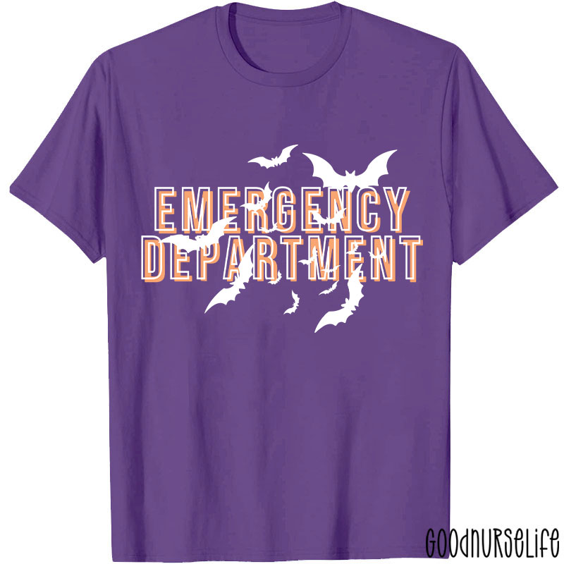 Halloween Bat Emergency Department Nurse T-Shirt