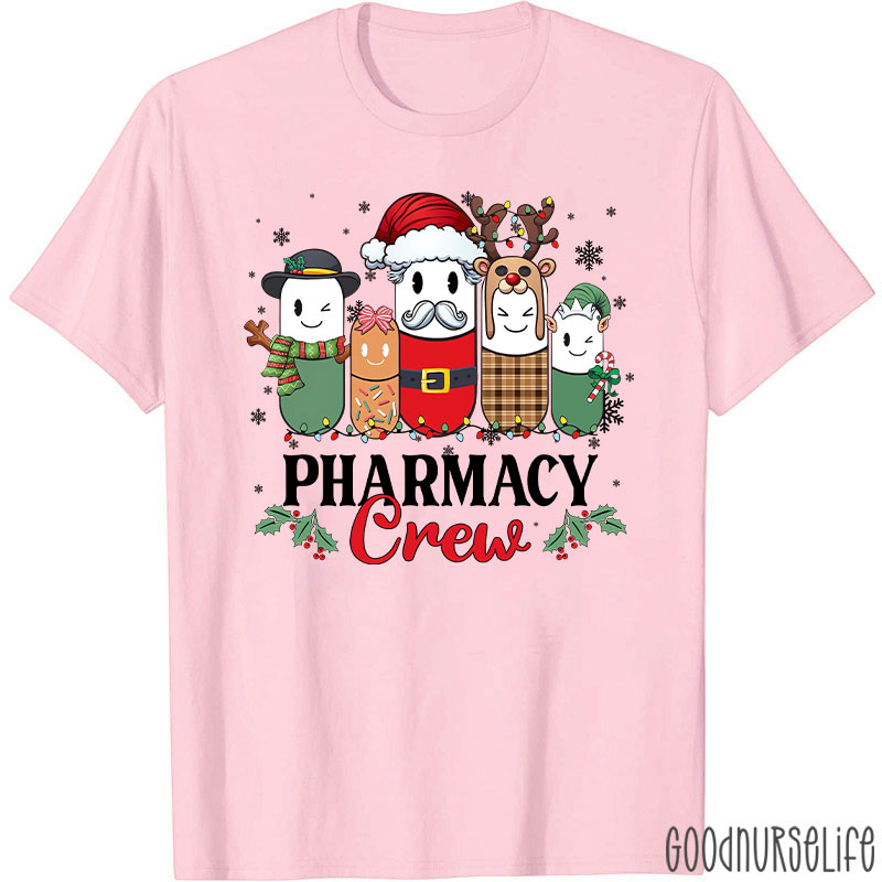 Christmas Pharmacy Crew Festive Pill Character T-Shirt