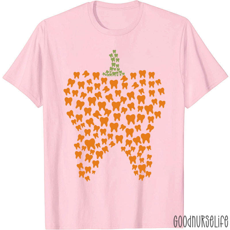 Halloween Pumpkin Typography Teeth T-Shirt