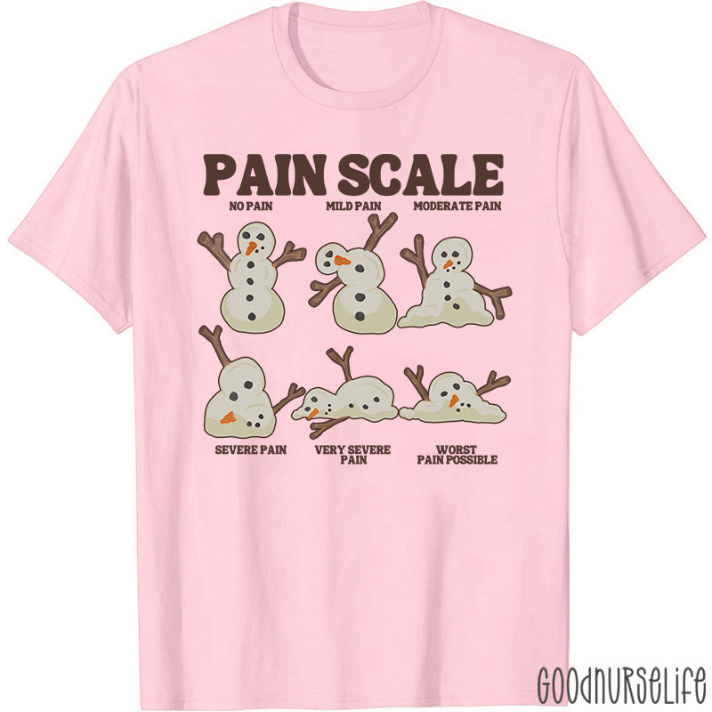 Snowman Pain Scale Festive Nurse T-Shirt