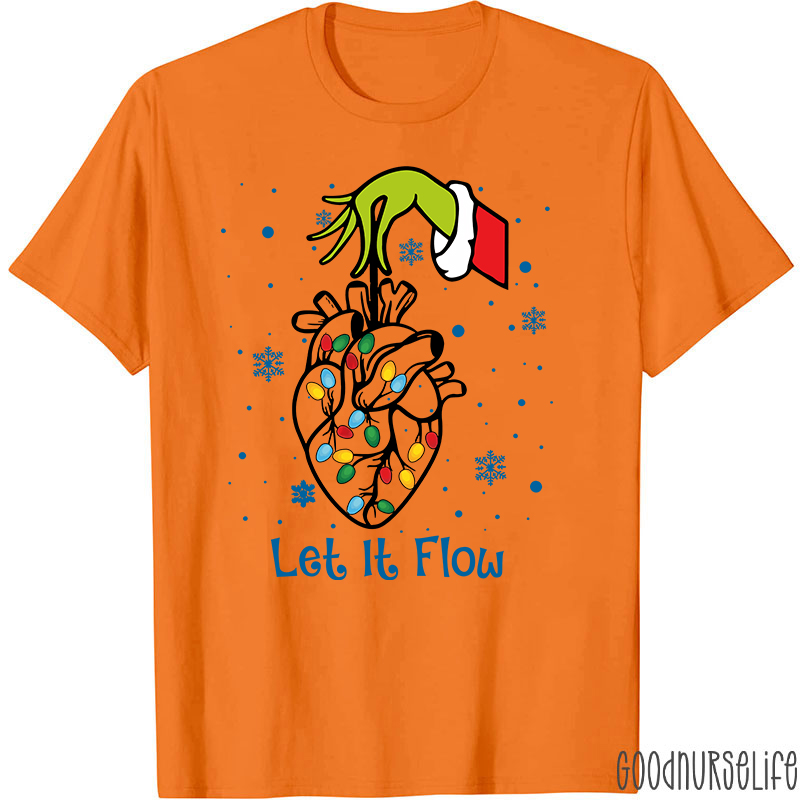 Cardiac Christmas Let It Flow Heart  Nurse T-Shirt