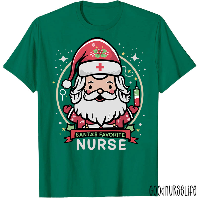 Santa's Favorite Nurse Christmas T-Shirt