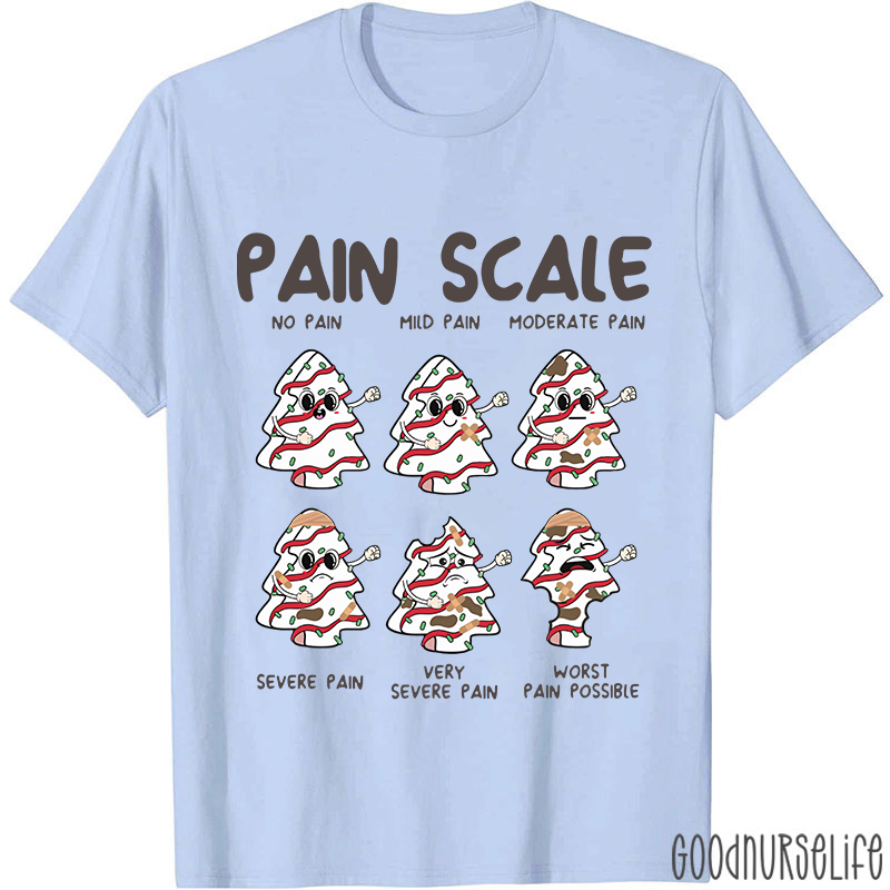 Funny Pain Scale Christmas Nurse T-shirt