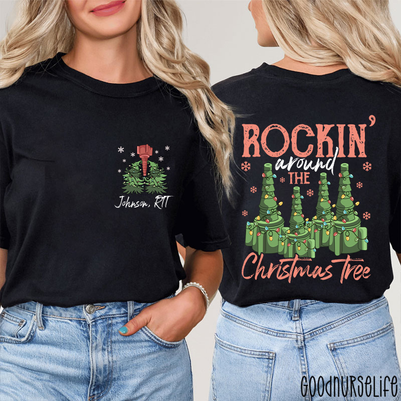 Personalized Rocking Around Christmas Tree Two Sided T-Shirt