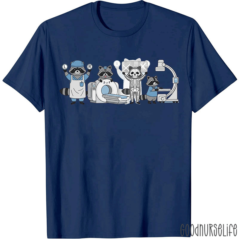 Retro X-Ray Tech Radiology Raccoon T-shirt