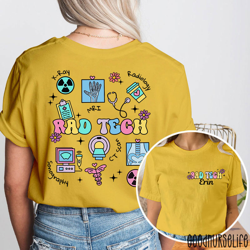 Personalized Radiology Tech Icon Radiology Two Sided T-Shirt