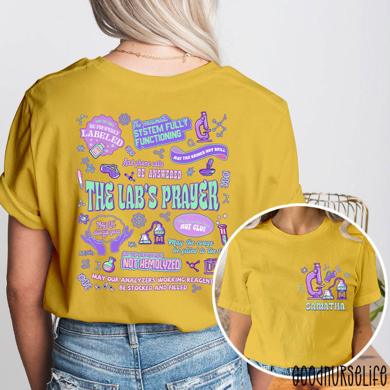 Personalized Name The Lab's Prayer Lab Tech Two Sided T-Shirt