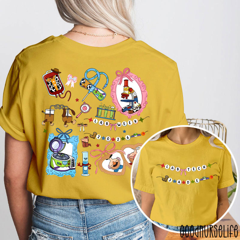 Personalized Name Lab Tech Infinity Patients Two Sided T-Shirt