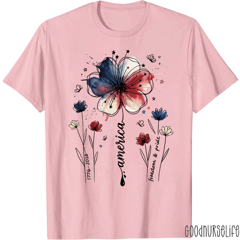 1776-2026 America Freedom And Pride Nurse T-Shirt