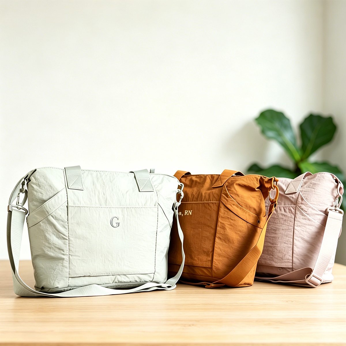 Personalized Large Capacity Solid Color Nylon Tote Bag