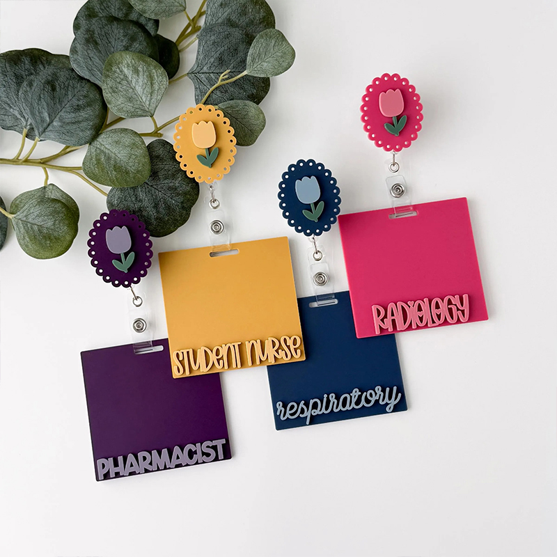 Personalized Monogram Tulip Nurse Badge Buddy Badge Reel