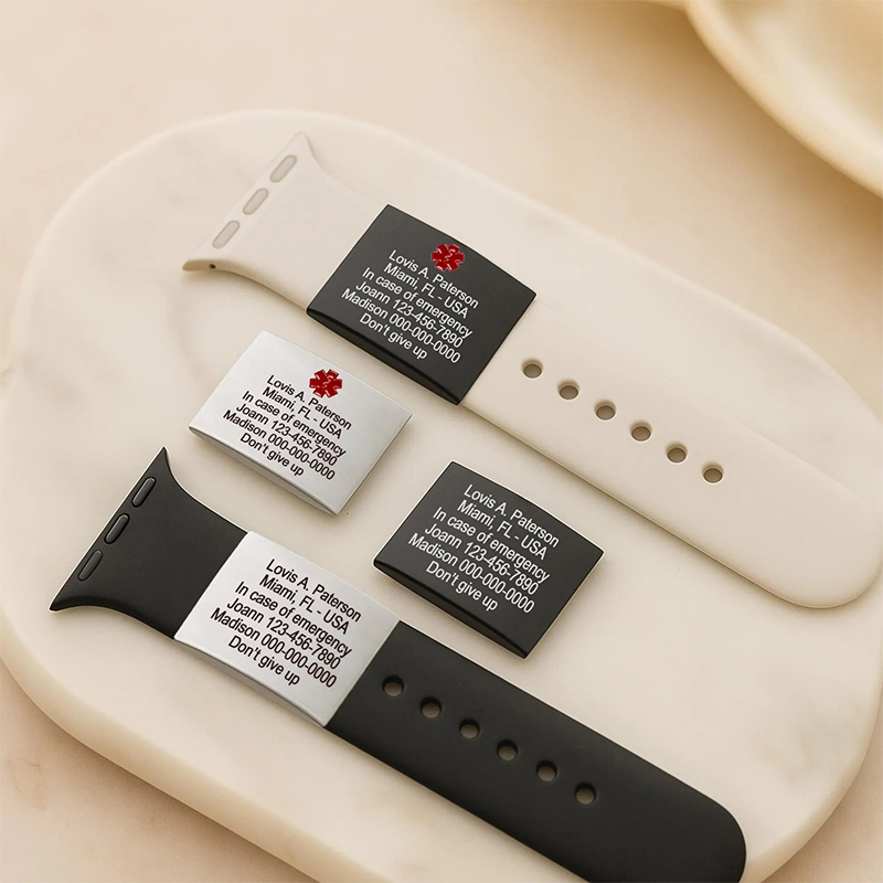 Personalized Medical Alert Watch Band ID Tag