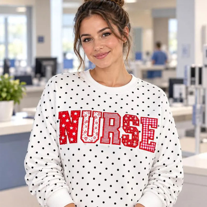 Personalized Varsity Applique Dot Polka Dot Sweatshirt