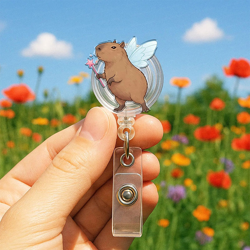Fairy Capybara Badge Reel