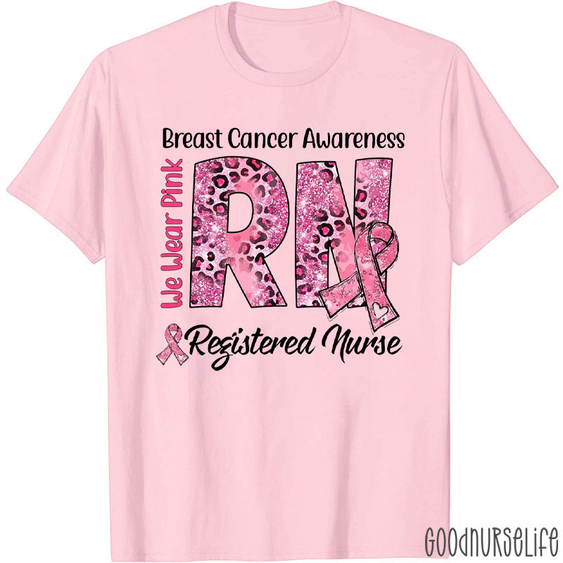 Personalized Pink Leopard For Breast Cancer Awareness Nurse T-Shirt