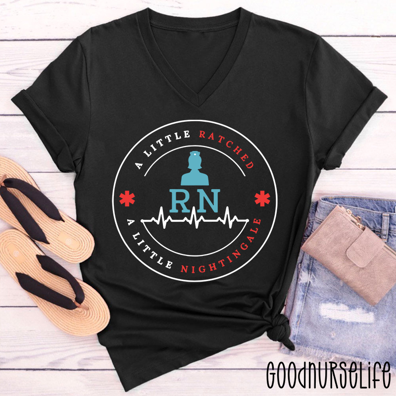 RN Ratched & Nightingale Nurse Female V-Neck T-Shirt