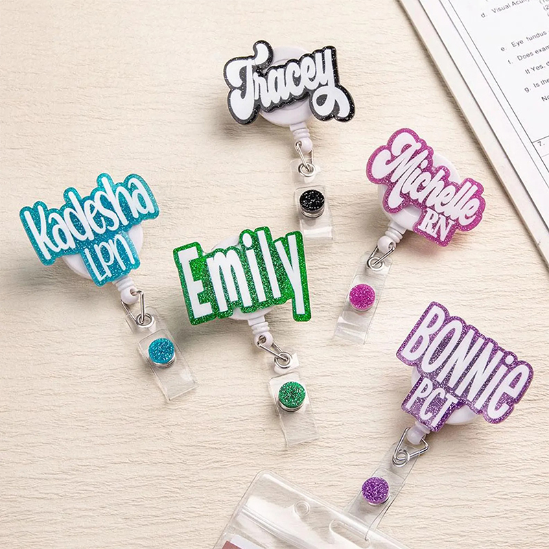 Personalized Name Sequin Nurse Badge Reel