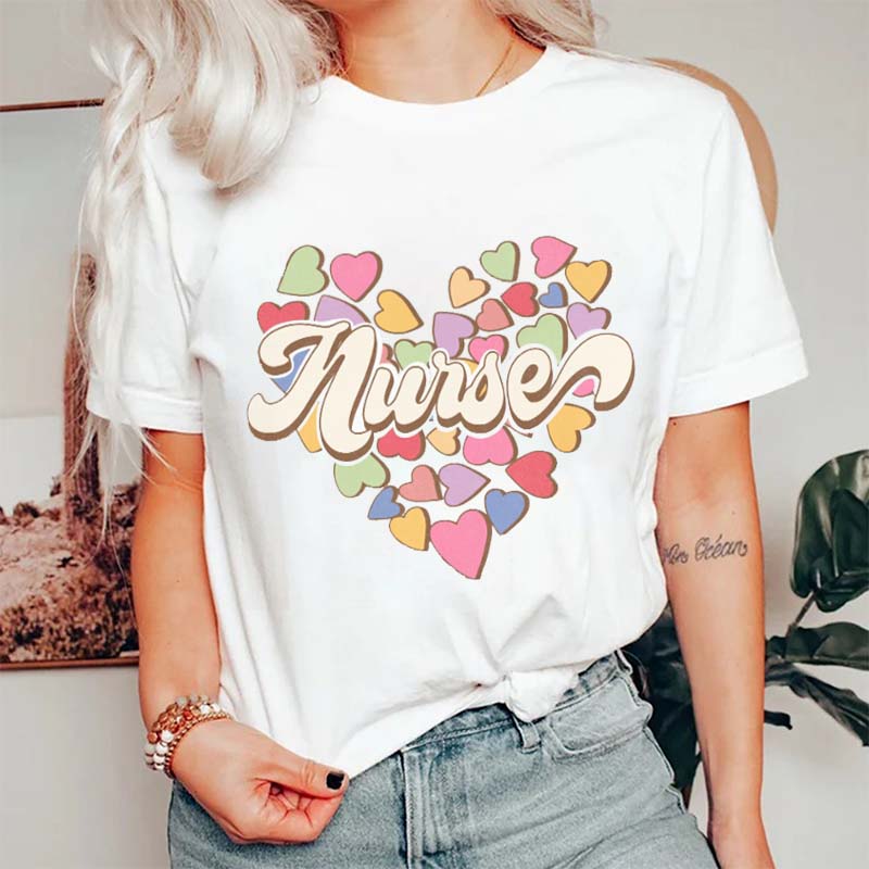Colorful Hearts Nurse T-Shirt