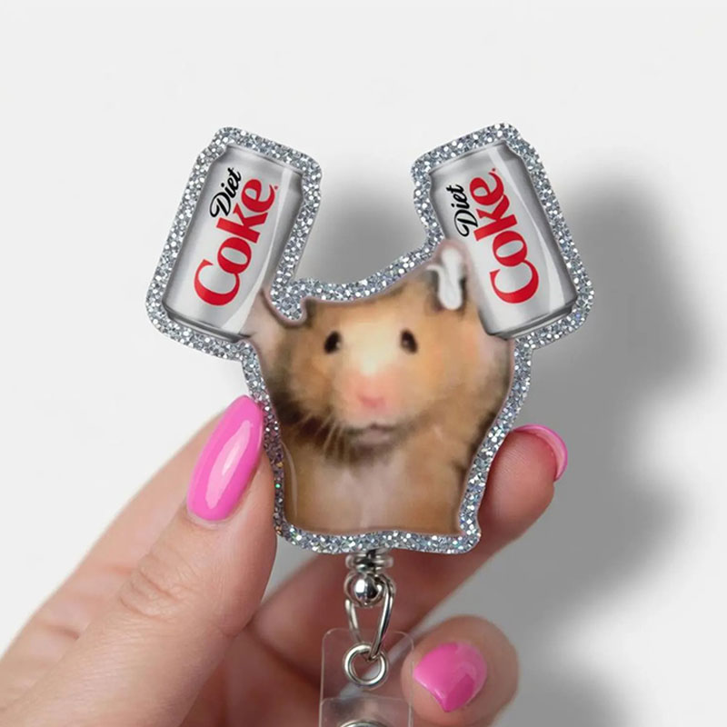 Funny Hamster Diet Coke Badge Reel