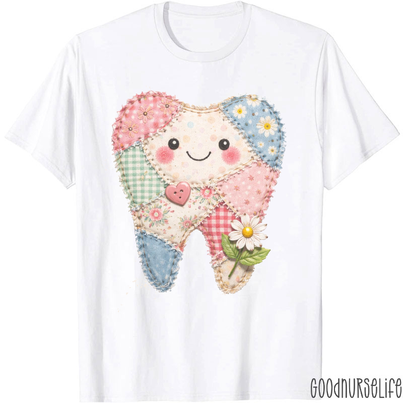 Faux Patchwork Tooth Dental T-Shirt