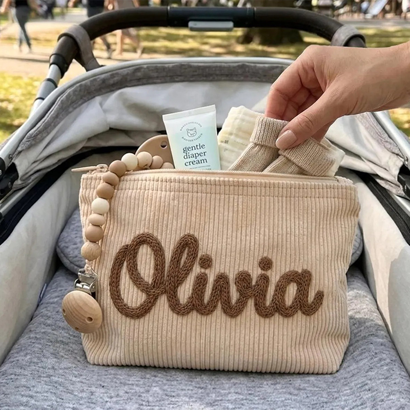 Personalized Name Corduroy Preppy Teacher Makeup Bag