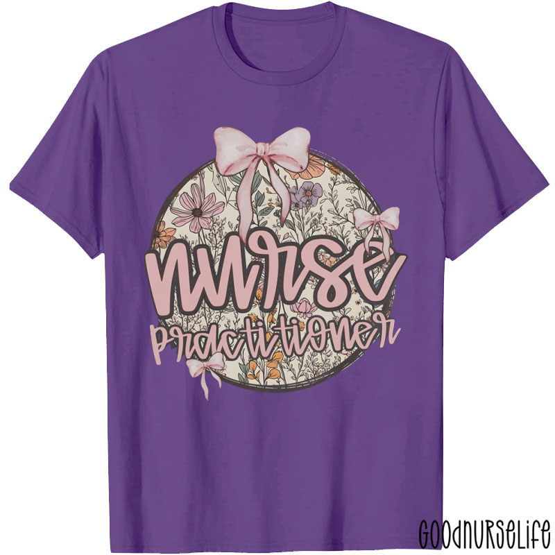 Personalized Floral Nurse Coquette Bow Nurse T-Shirt