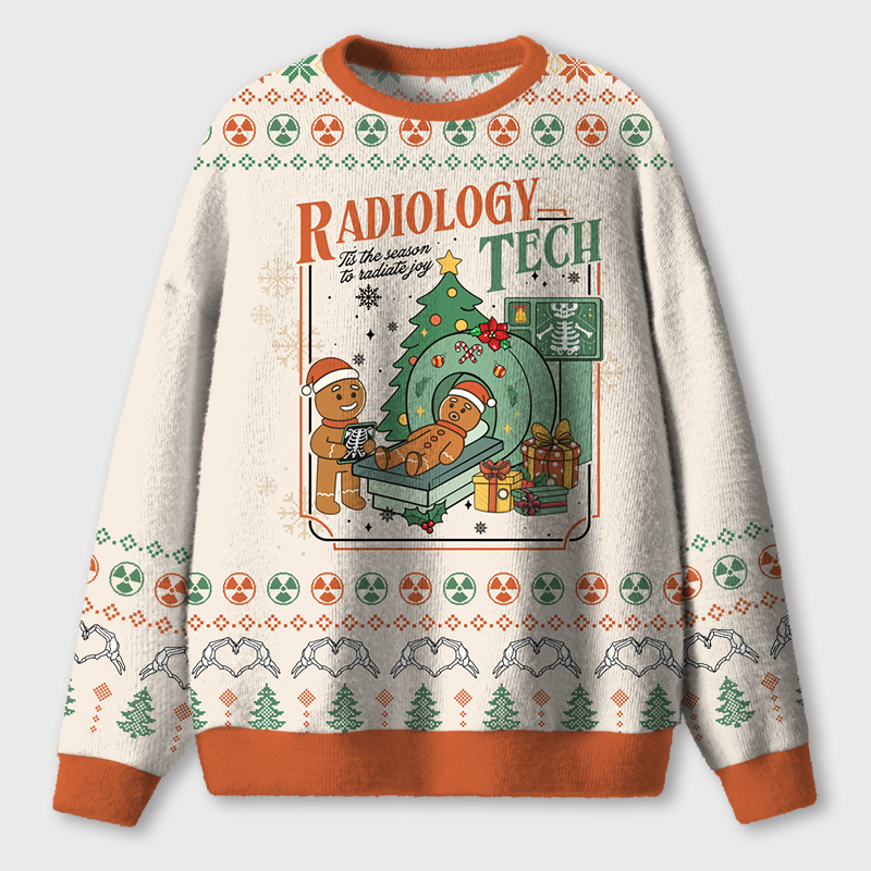 Tis The Season To Radiate Joy Radiology Tech Ugly Fluffy Christmas Sweater