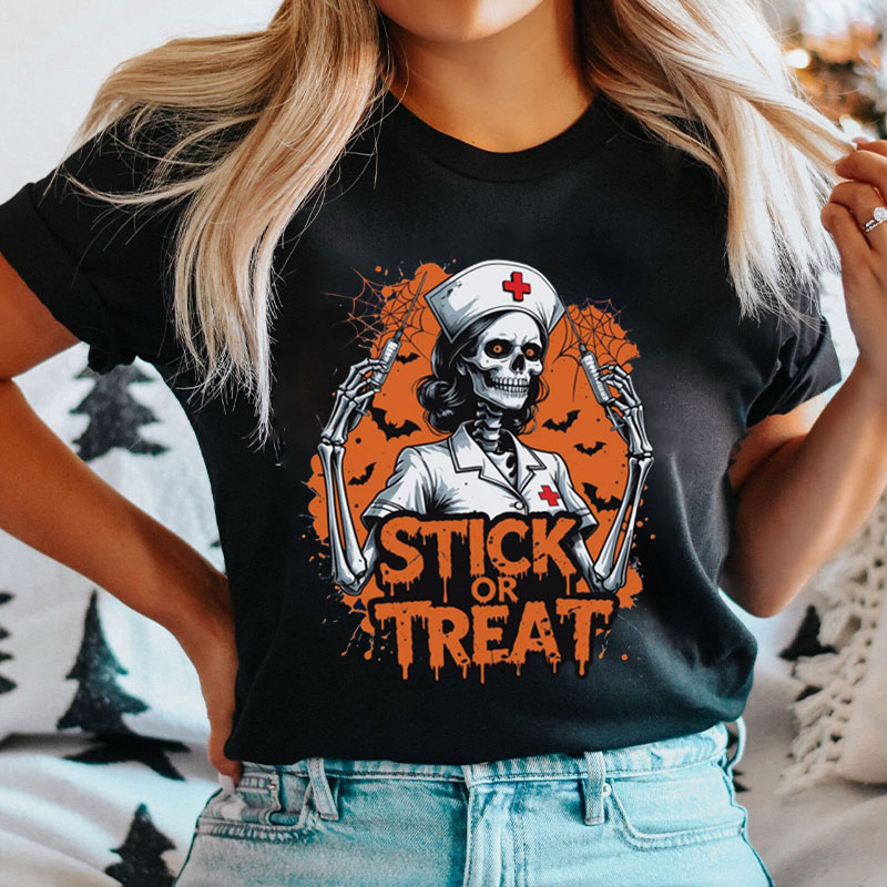 Halloween Scary Skeleton Nurse T-Shirt