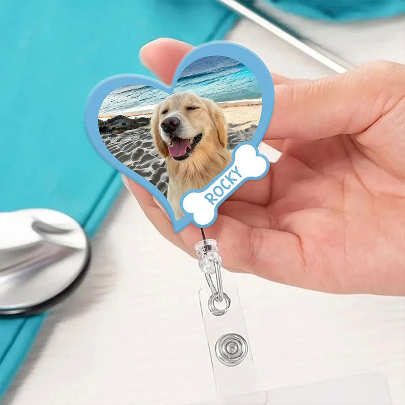 Personalized Pet Photo And Name Badge Reel