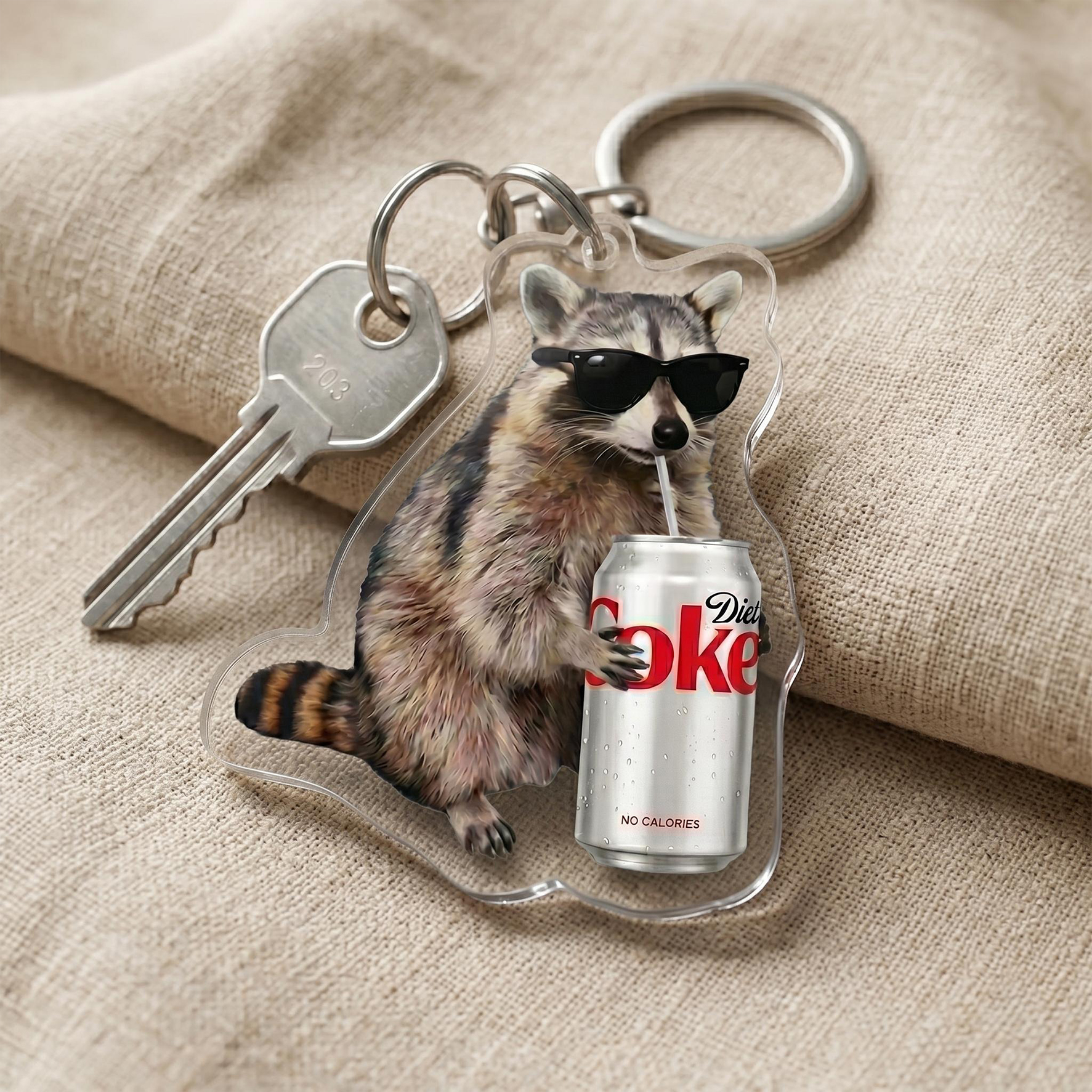 Raccoon Soda Acrylic Nurse Keychain