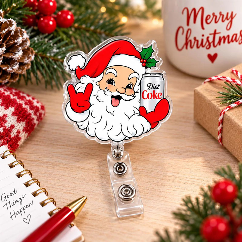 Santa Soda Can Badge Reel