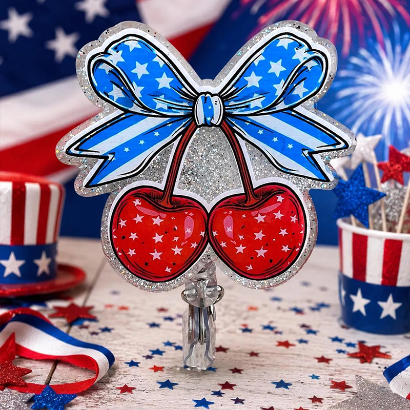 Patriotic Cherry Nurse Badge Reel