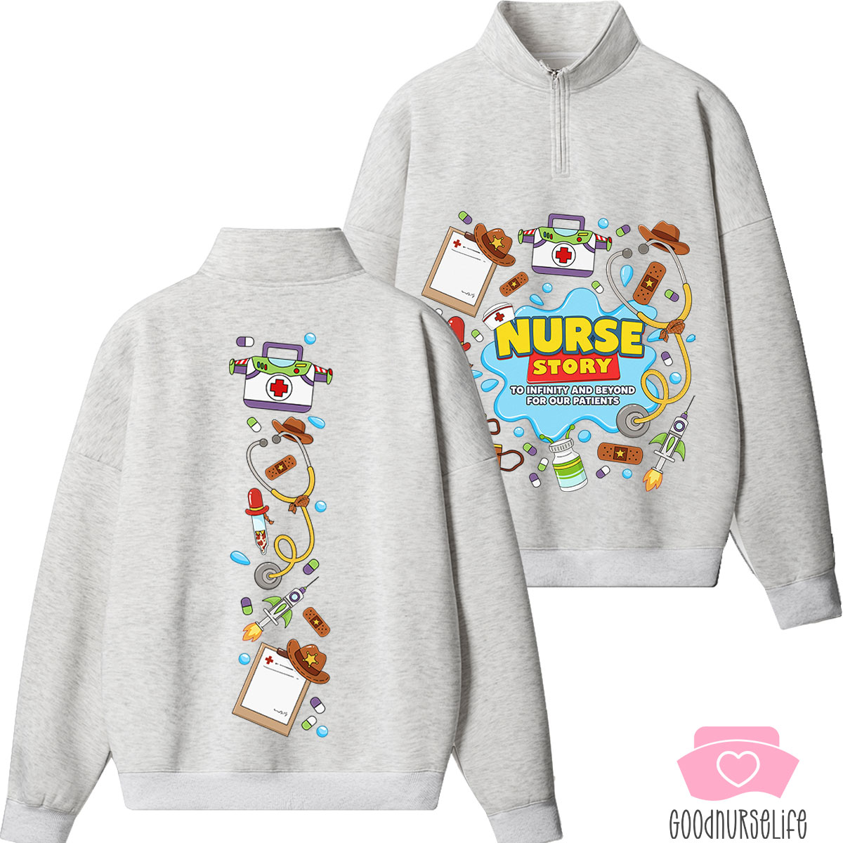 Nurse Story Medical Equipment Quarter Zip Sweatshirt