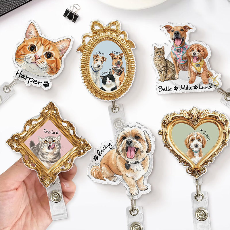 Personalized Pet Portrait Badge Reel Badge Reel